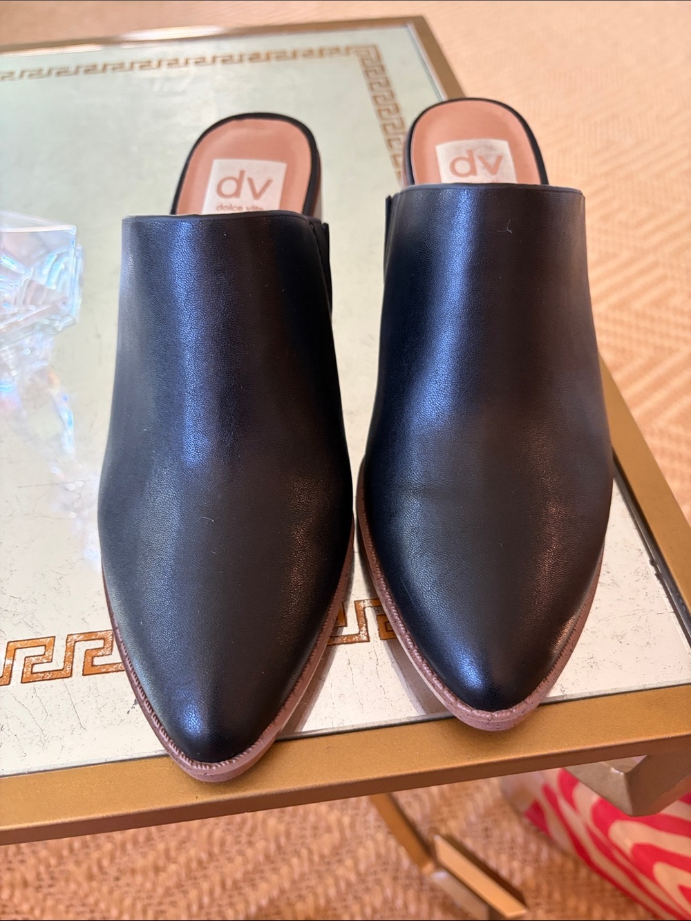 DV by Dolce Vita Black Pointed Leather Mules - Slip-On Clog